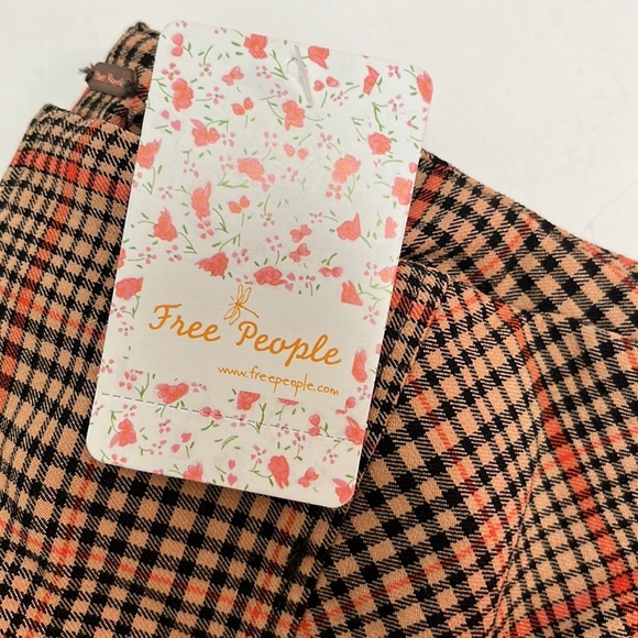 Free People FLYING HIGH Plaid Slit Hem Skinny Pants - Picture 4 of 5